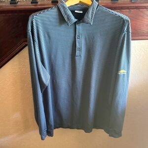 Nike Men’s Size Large Blue Striped Long Sleeve Polo Golf Shirt Lake Las Vegas